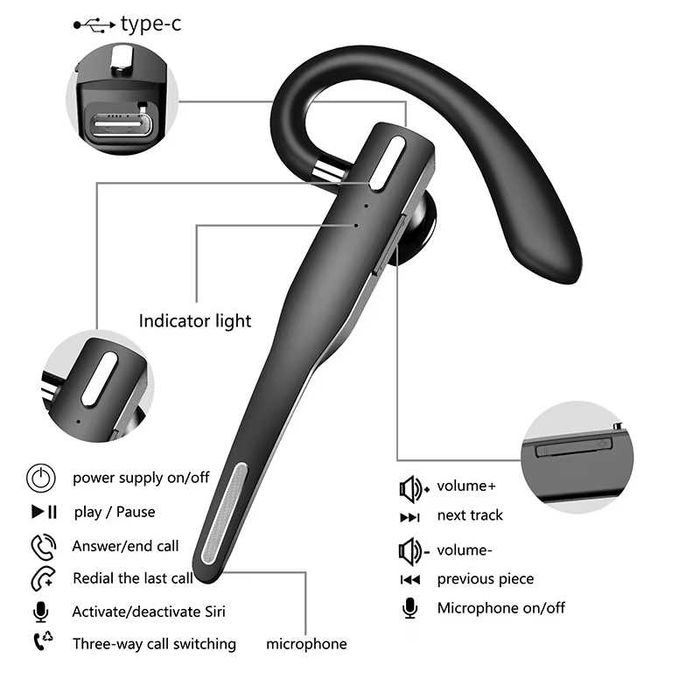 Auricular Bluetooth Mono com Microfone  Headset Mãos Livres