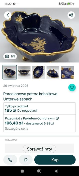 Patera kobaltowa - Echt kobalt - handmalerei - GDR