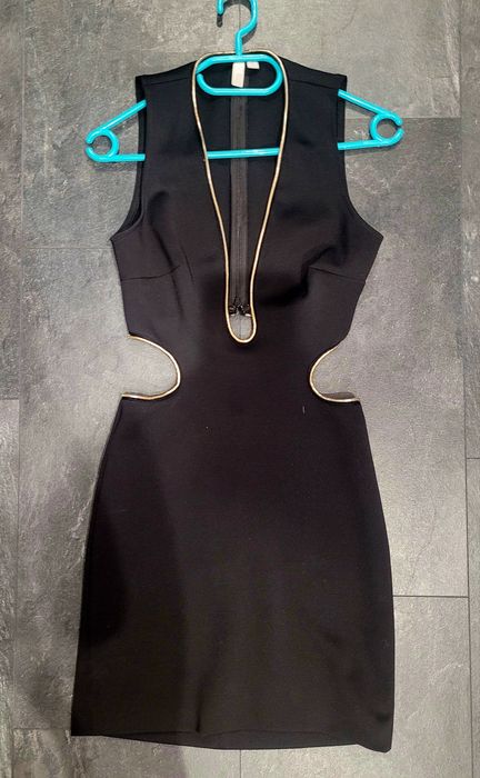 Sukienka czarna mini S 36 złoto