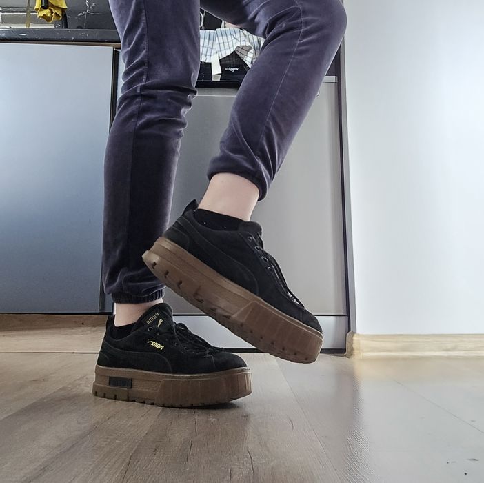Puma mayze karmen czarne zamszowe damskie na platformie buty sneakersy