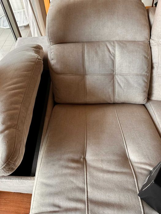 Sofá chaise long com Relax + Baú | Impermeabilizado | Como Novo