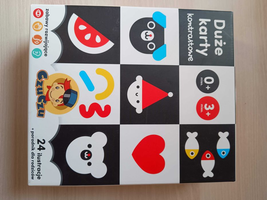 Duże karty kontrastowe 24 ilustracje 0m+ 3m+ NOWE prezent CzuCzu
