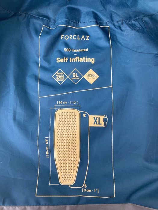 Килимок надувний Forclaz розмір XL для трекінгу 195 × 60 см 1-місний