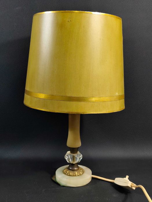 Lampa Stołowa Alabaster Mosiądz