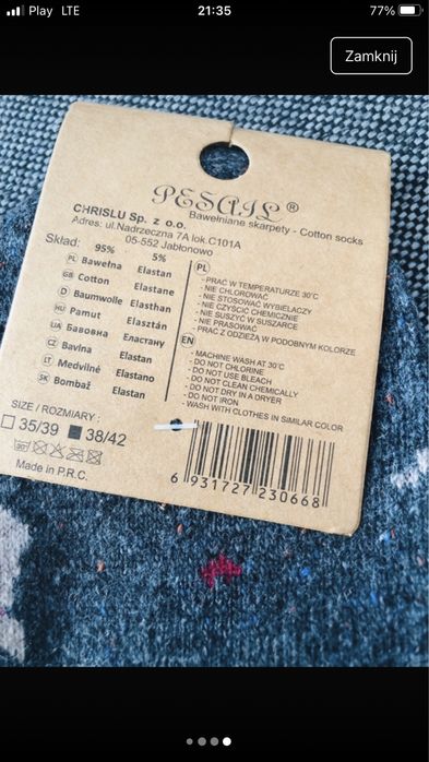 Pesail cieplutkie granatowe  skarpetki  z kotkiem M 38-42