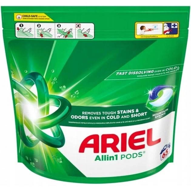 Капсулы для стирки Ariel 3в1 россыпью горный родник
