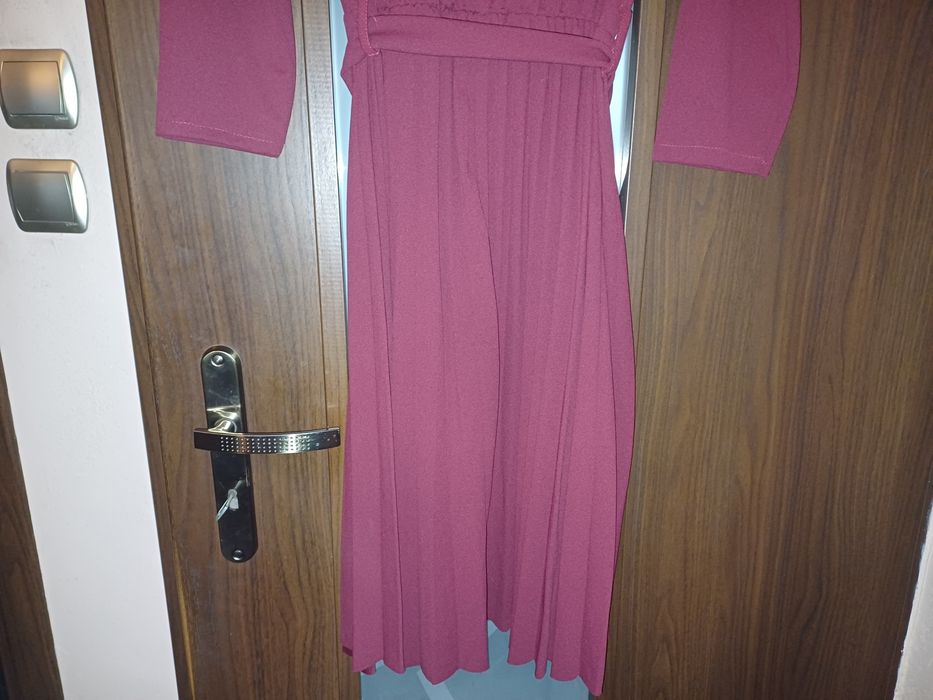 Sukienka solejka bordowa midi 38/40 (M/L) - Moda Włoska