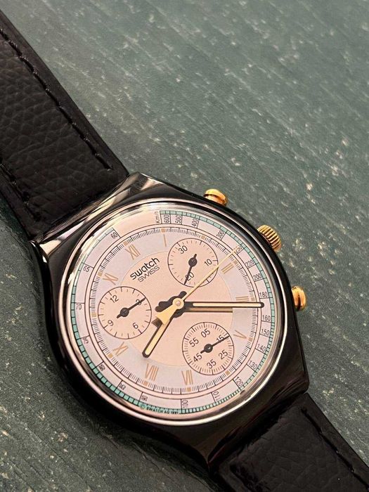 Swatch Chrono Colossal 1991 | Швейцарський годинник, шкіряний ремінець