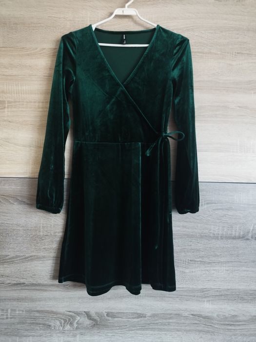 Aksamitna sukienka z wiazaniem S-M