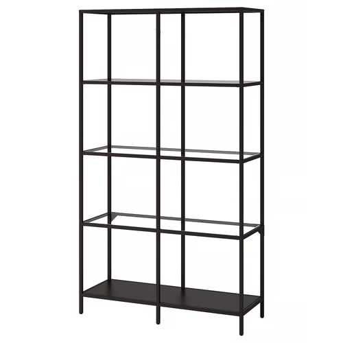 Estante IKEA VITTSJÖ – 100×175 cm – Preto-castanho/Vidro – Como Nova