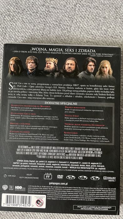Gra o Tron kompletny sezon pierwszy 5 płyt DVD