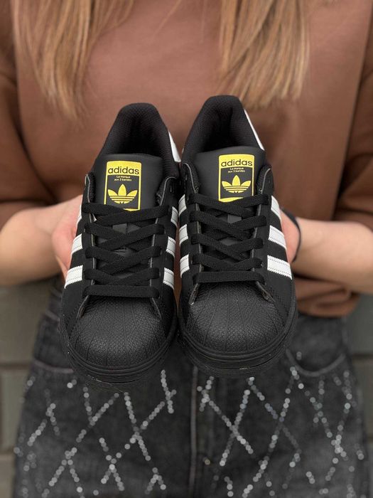 Адідас Супестар кеди жіночі Adidas superstar чорні НАЛОЖКА