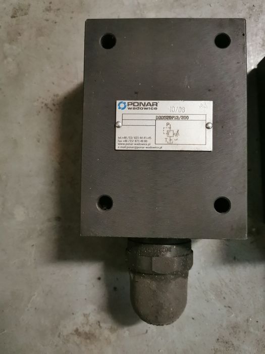 Zawór przelewowy hydrauliczny PONAR Wadowice DBDS20P13/200 + płyta przyłączeniowa
