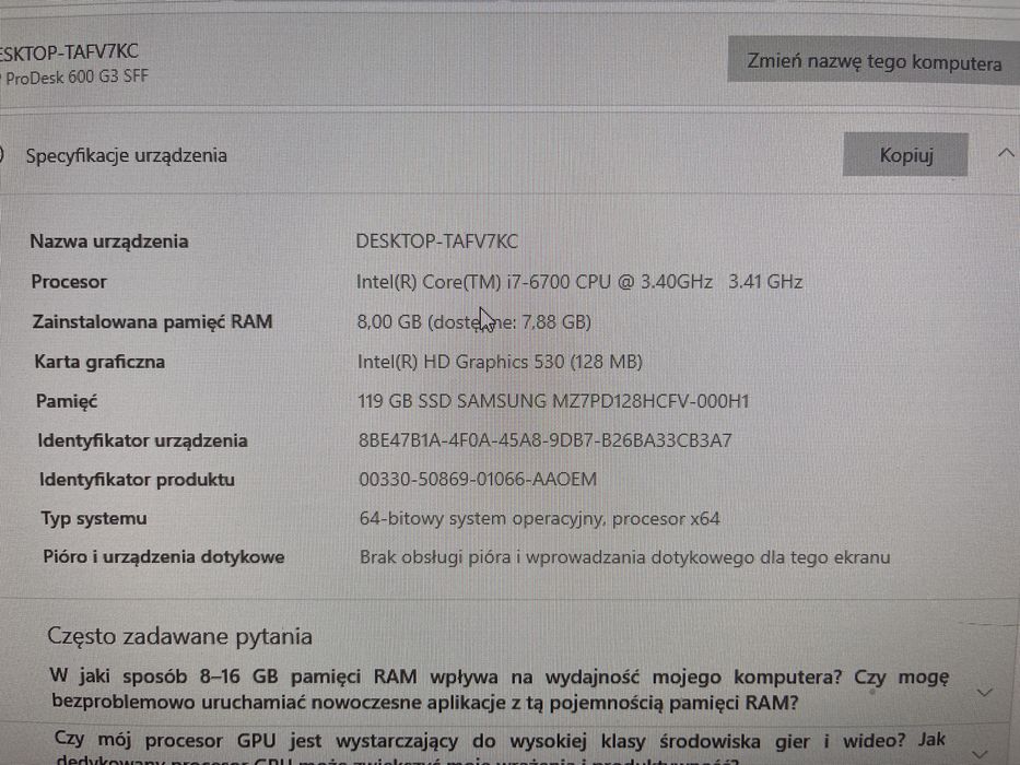 Komputer HP ProDesk G3 SFF