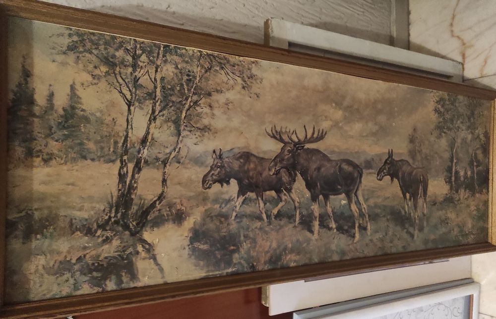 Quadro Antigo de Veados