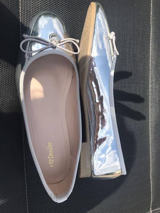 Balerinki damskie srebrne