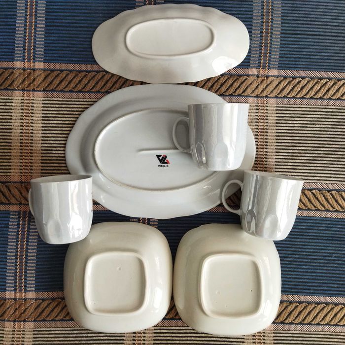 Набор посуды с перламутром (люстр), 7 предметов, розы