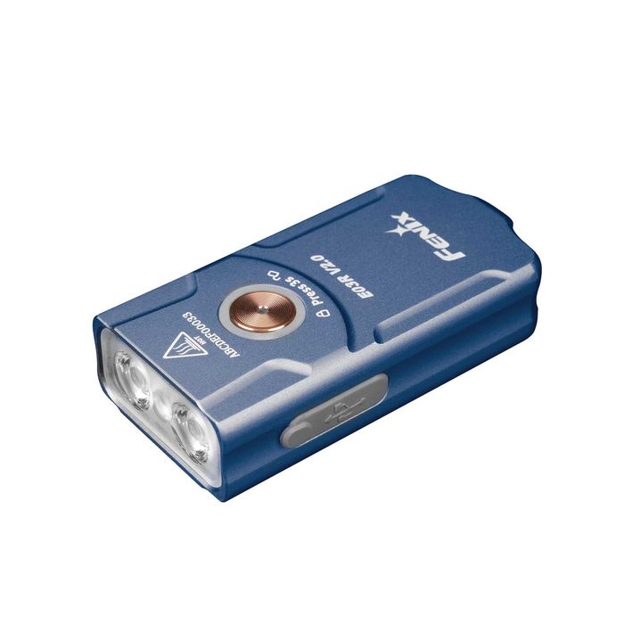 Latarka EDC LED Fenix E03R V2.0 niebieska 500 Lumenów