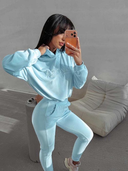 O la voga dres welur komplet olavoga handies błękitny S M