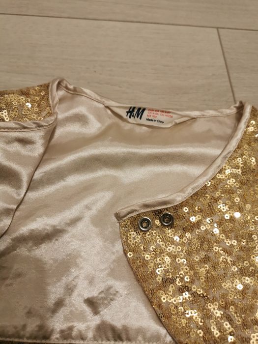 Bolerko cekiny złote kokarda karnawał, wesele r. 104 (H&M)