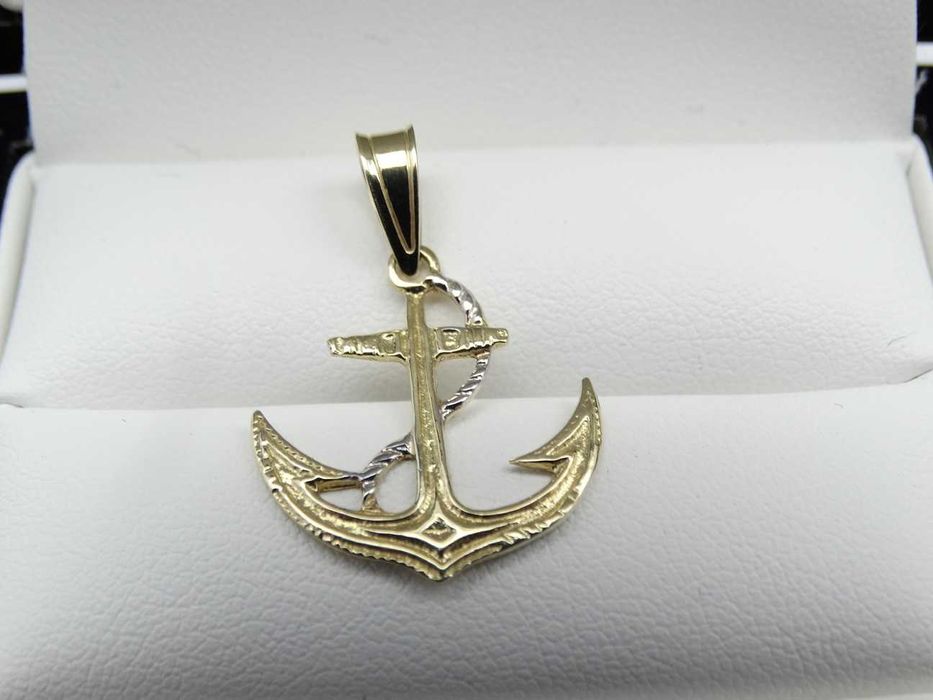 Piękna Złota Zawieszka Kotwica 1,38g P585