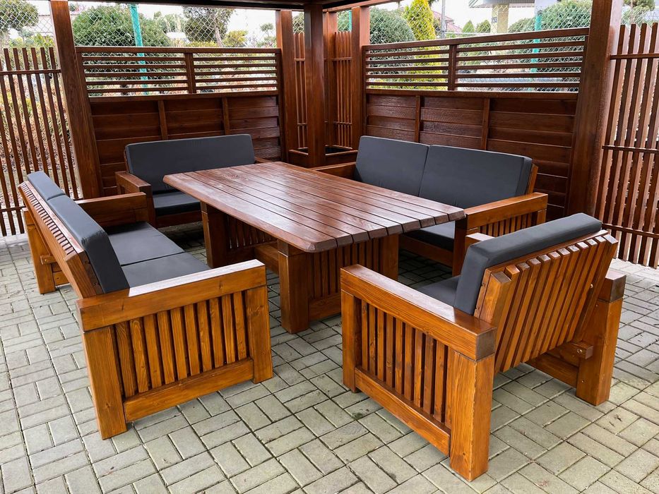 meble ogrodowe, meble drewniane, zestaw mebli drewnianych