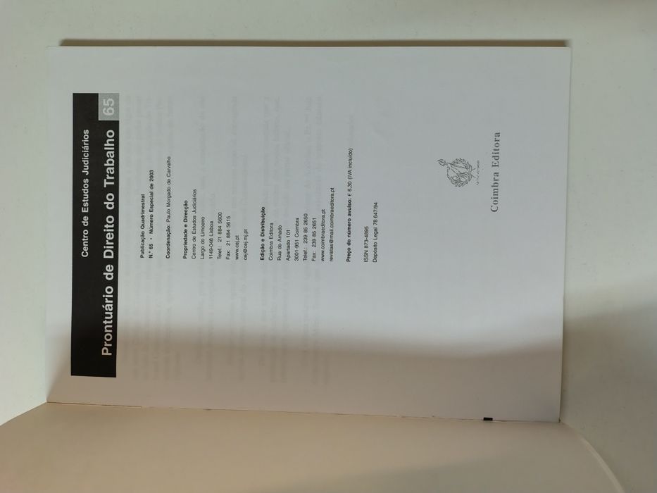 Prontuário de Direito do Trabalho, n° 65

N° 65, Número especial de 20