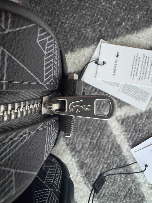 Сумка через плече Lacoste лакоста лакосте monogram сіра синя нова