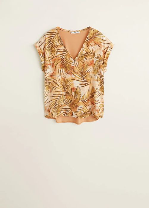 Nowa elegancka satynowa bluzka z botanicznym wzorem MANGO M 38 tshirt