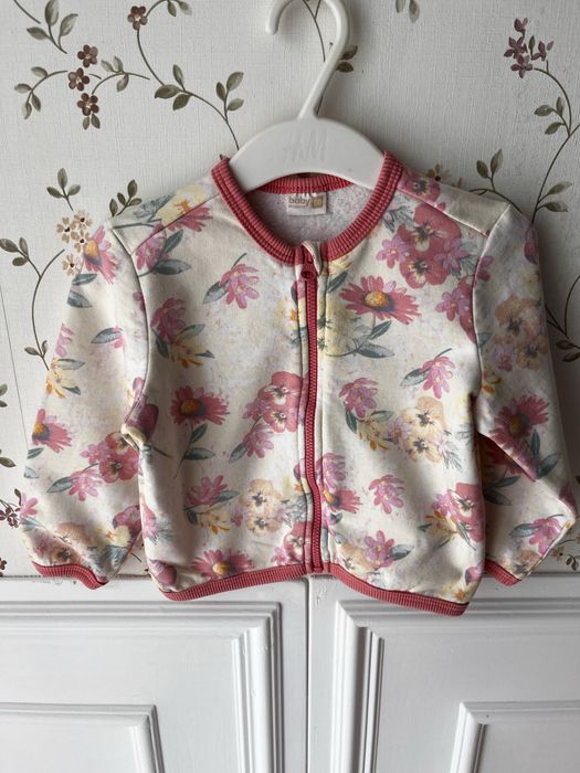 80 lindex bluza bezowa suwak bawelna kwiaty