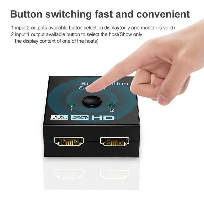 Divisor HDMI para TV Box, adaptador Switcher, 4K, KVM, Bi-Direction