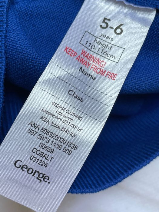 110 116 George niebieski sweter sweterek bawełniany v-neck chabrowy