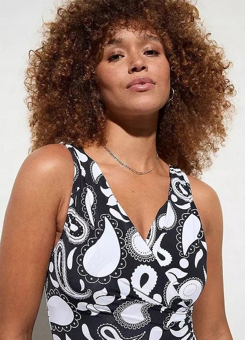 B.P.C kostium kąpielowy czarny z białym wzorem paislej ^40