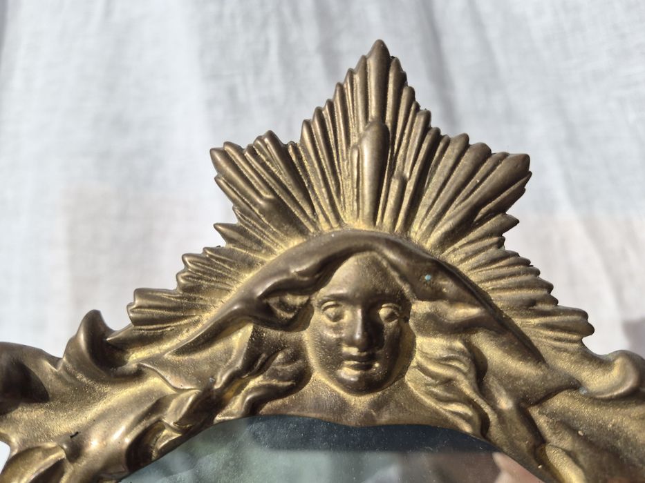 Stare duze mosiężne lustro stojące