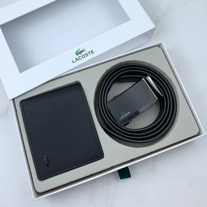Мужской набор ремень и кошелек lacoste чоловічий ремінь