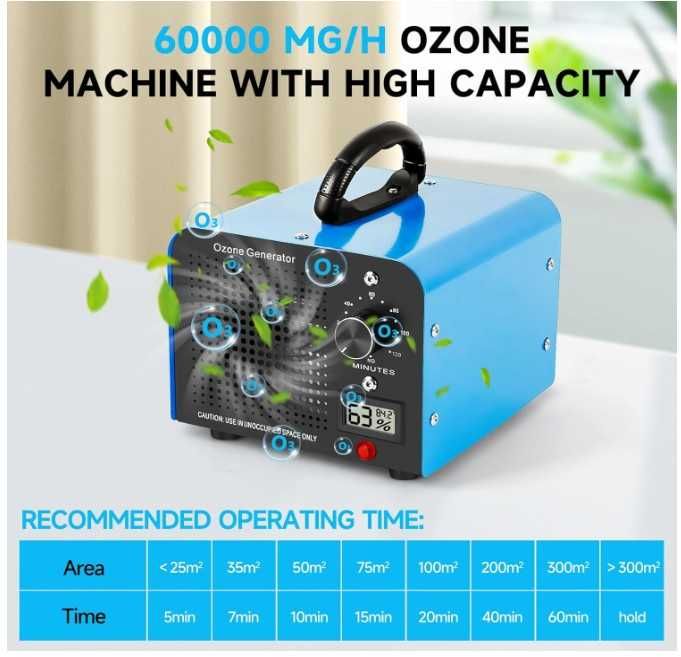 Profesjonalny generator ozonu 60000mg/h timer i wyświetlacz Zilchx
