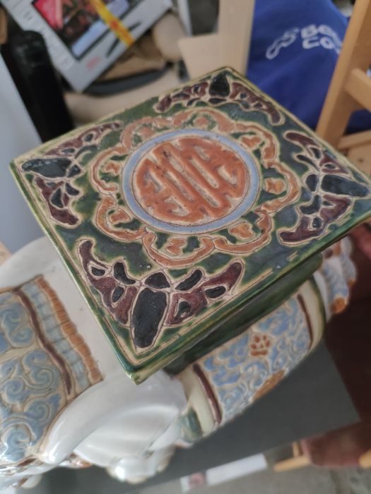 Duży stary ceramiczny słoń indyjski vintage lata 70 kwietnik