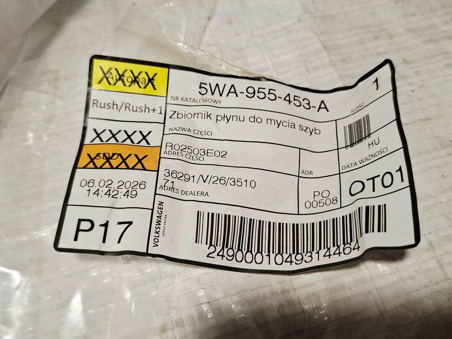 zbiornik zbiorniczek płynu spryskiwaczy vw golf viii 8 5wa nowy orygin