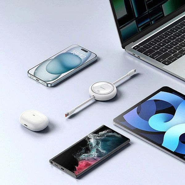 Kabel wysuwany Baseus Free2Draw Mini USB-C - USB-C 100W 1m - biały