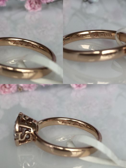 Знижка! Thomas Sabo позолочена каблучка, цирконій, срібло, р. 52/54