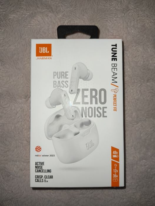 Nowe słuchawki douszne JBL Tune Beam białe