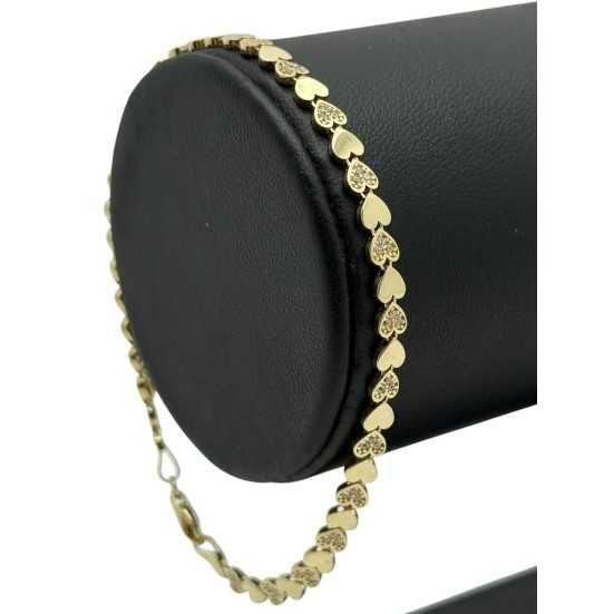 Wyjątkowa Złota Bransoletka Serca 3.66G P585 14K 18cm