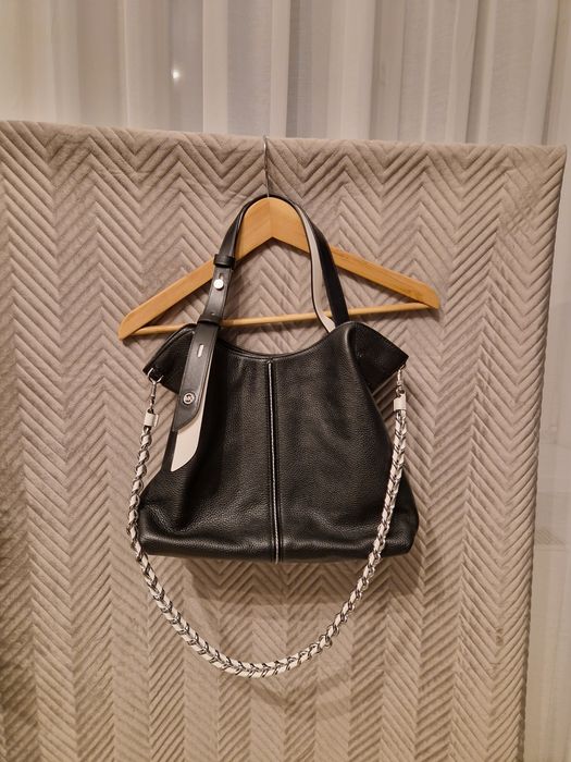 Michael Kors MK Downtown Astor large ideał bialo czarna pojemna skóra
