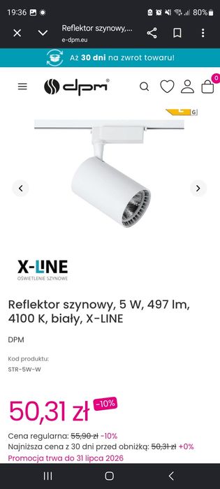 4x lampy punktowe szynowa z szyną 93cm brak 1 dyfuzora