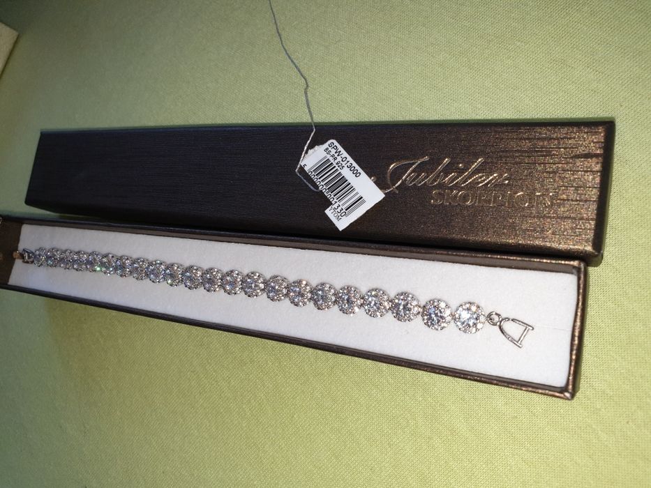 Bransoletka srebro 925 Jubiler Skorpion cyrkonie 19cm NOWA