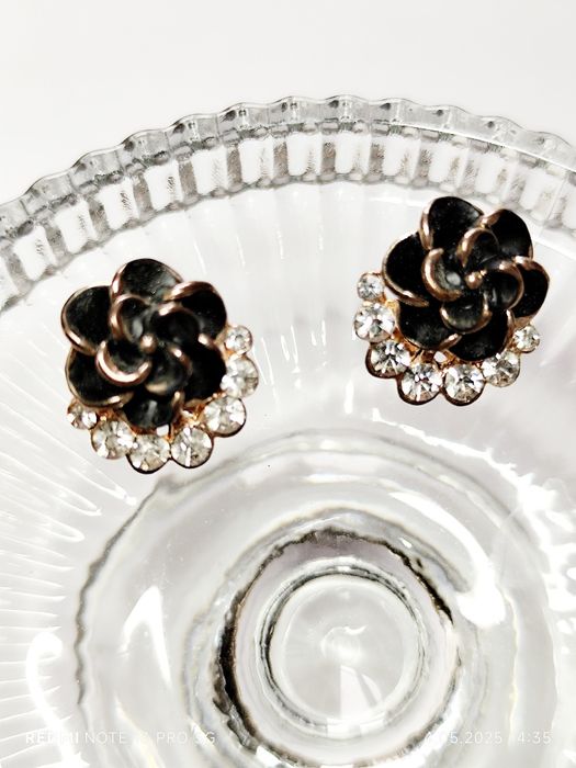 Kolczyki kwiaty cyrkonie