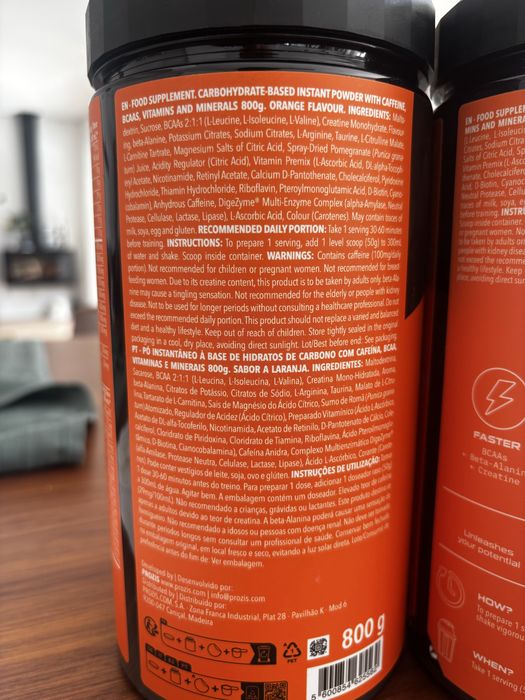 Pack 2x Pré-Treino Prozis Energy Charge (Laranja + Mojito) – Praticamente Novos