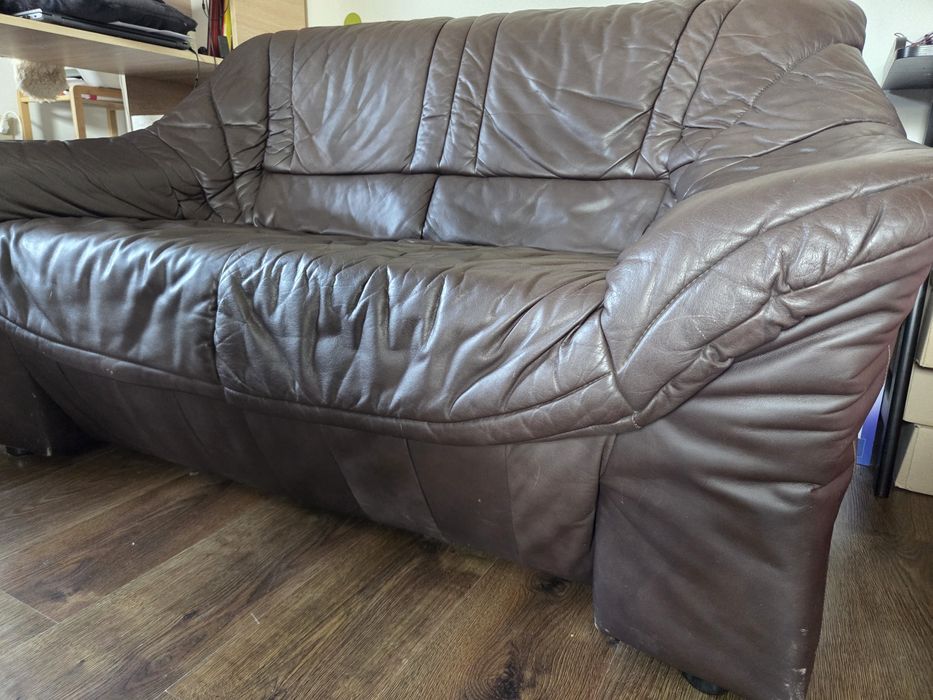 Sofa skórzana brąz