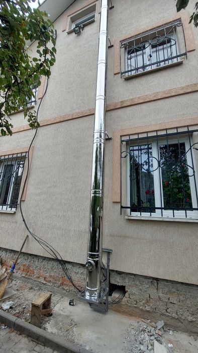 Гільзування димоходів,Монтаж димоходу,Димоход нержавійка,Сендвіч труба