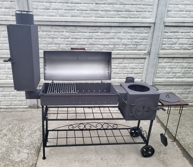 5 мм! Мангал Коптильня з пічкою ( піч буржуйка) під Казан